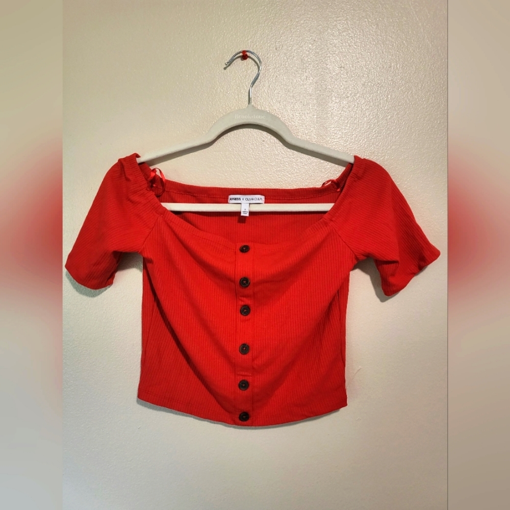 EXPRESS x Olivia Culpo small red crop top